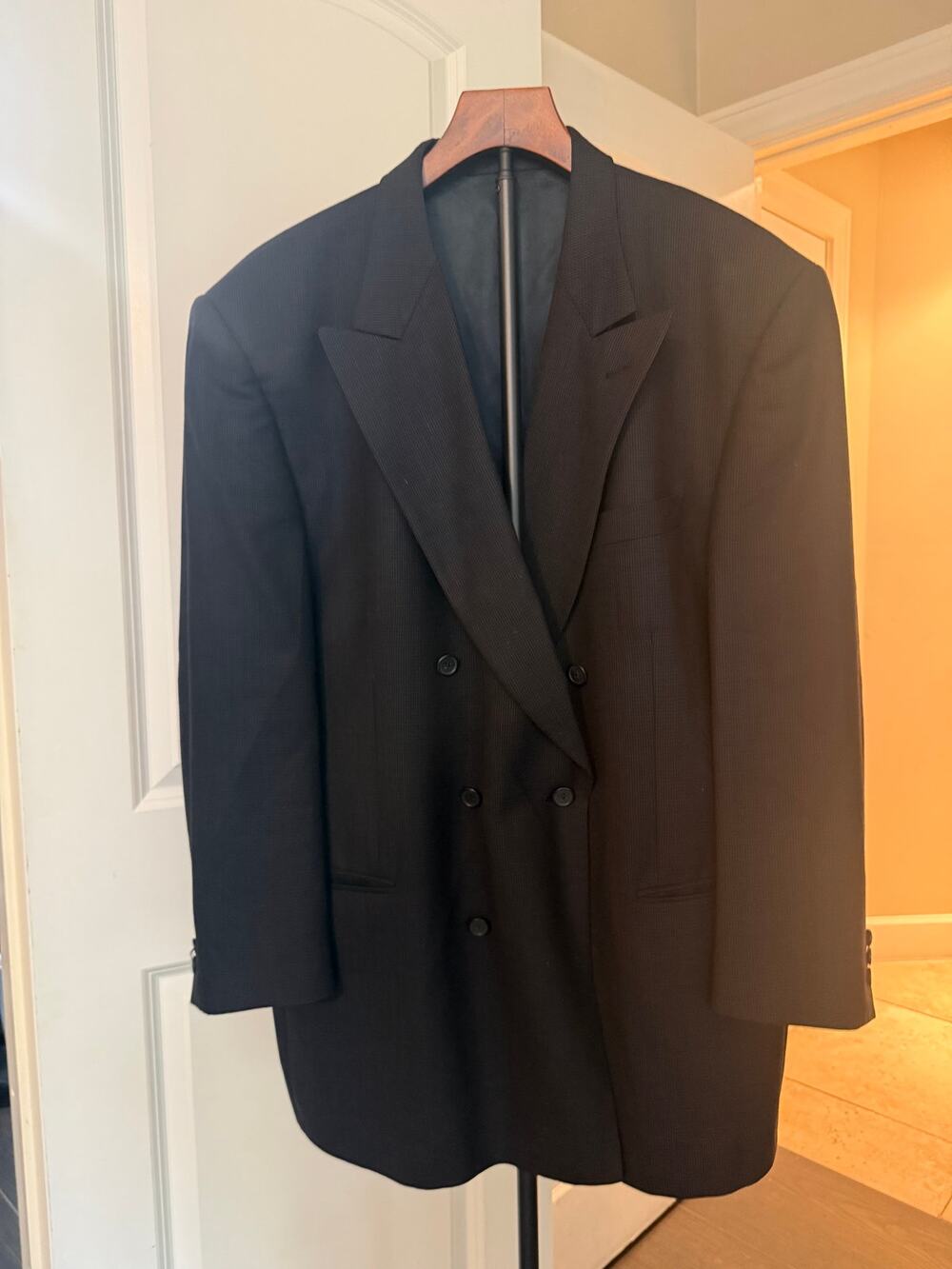 Tallia Uomo Navy Double-Breasted Wool Tuxedo Jacket